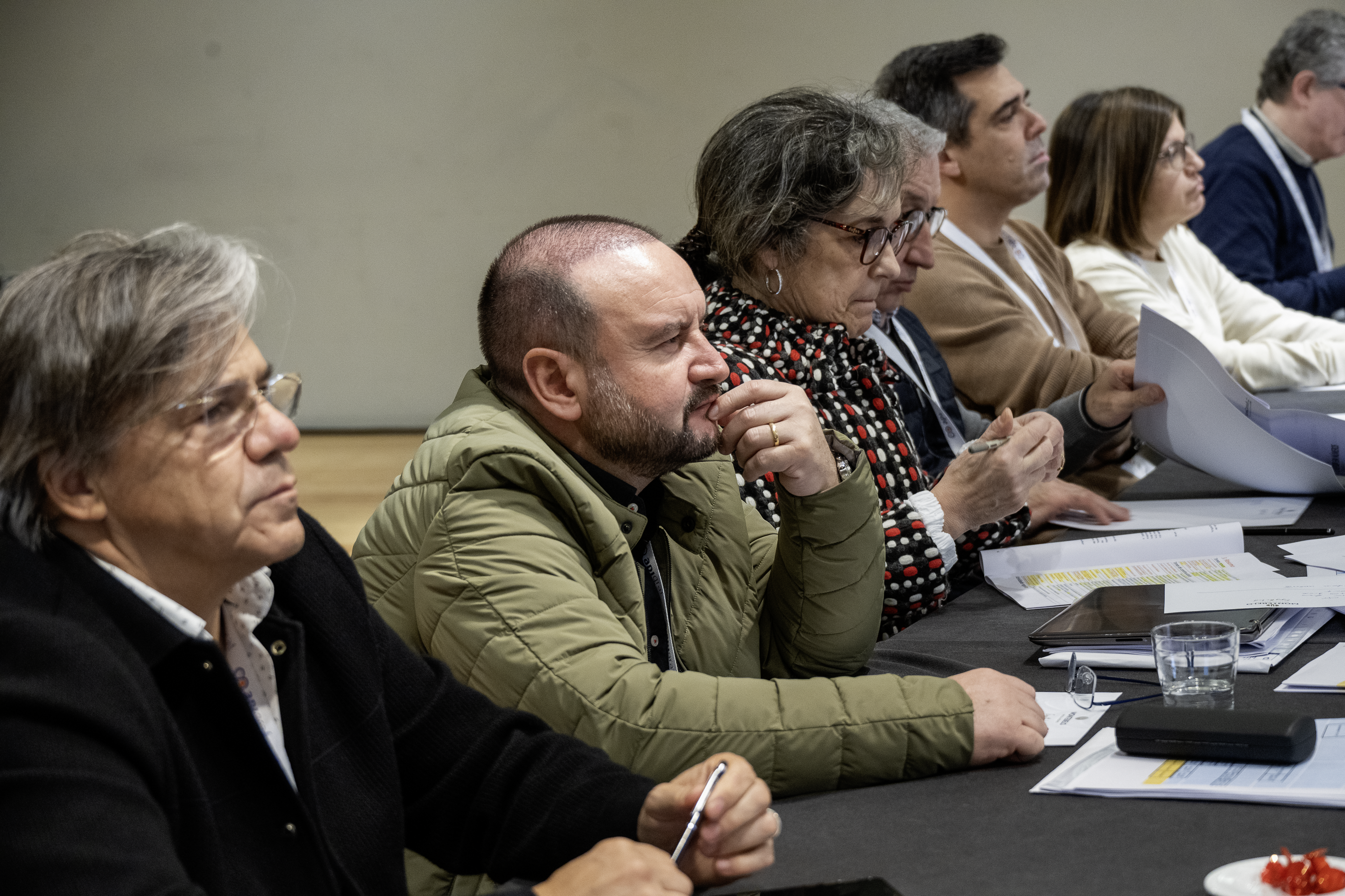 Participantes a acompanhar os painéis